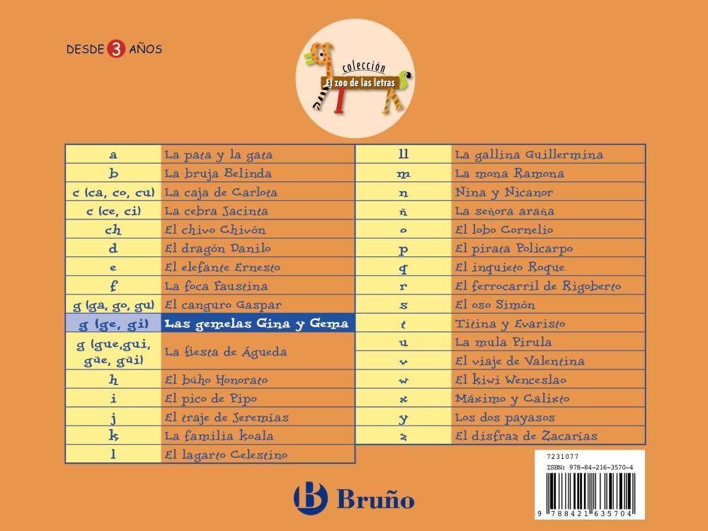 Las gemelas Gina y Gema: Juega con la g (ge, gi) (Castellano - A PARTIR DE 3 AÑOS - LIBROS DIDÁCTICOS - El zoo de las letras)